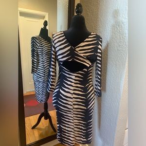 Sexy Animal Print Long Sleeve Dress with Criss Cross Open Back~ Size Medium.